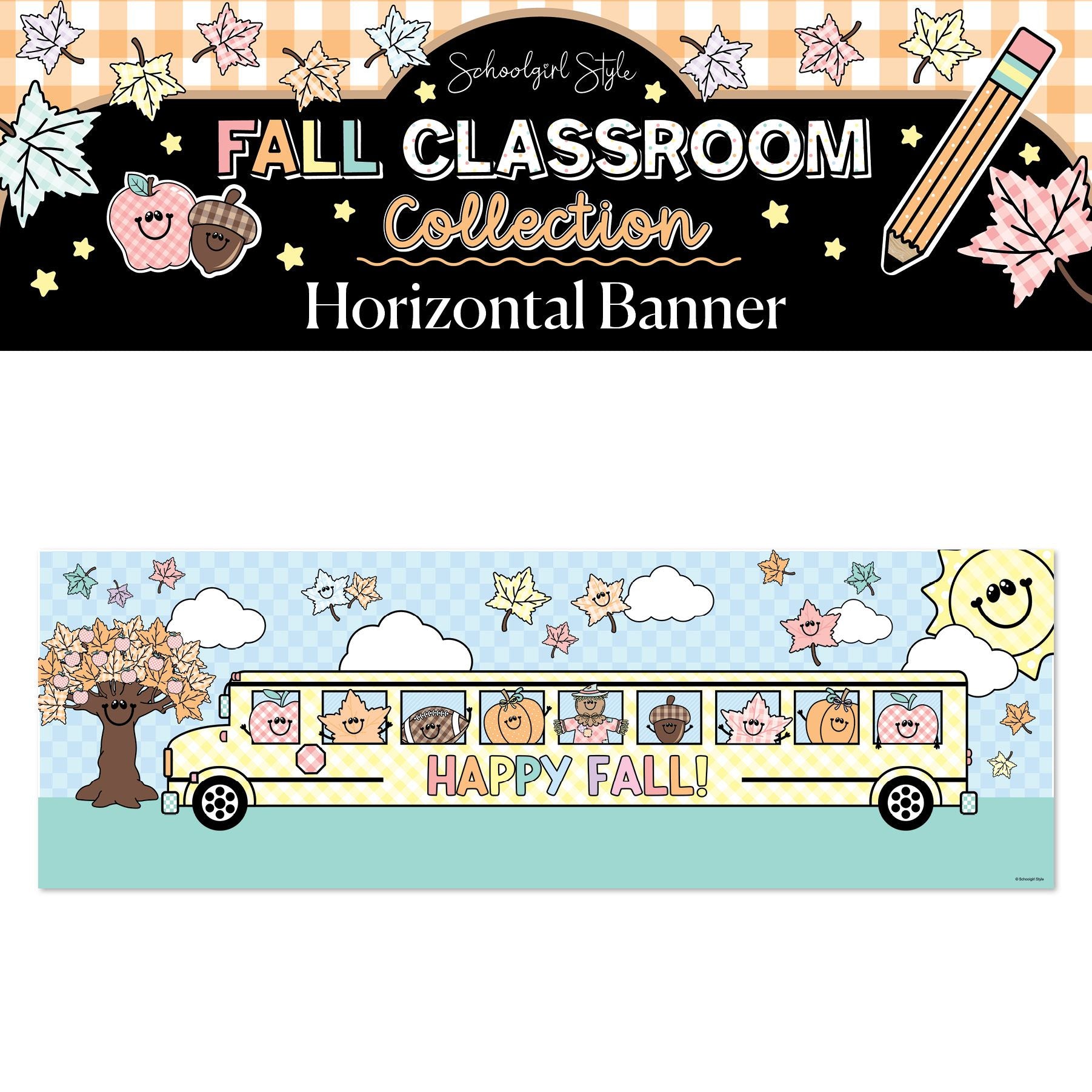 Printable Pastel Happy Fall Horizontal Walgreens Ready Kraft Style Banner