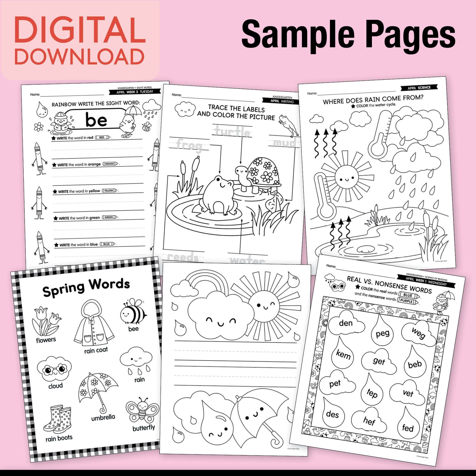 Printable Kindergarten April Thematic Unit Bundle