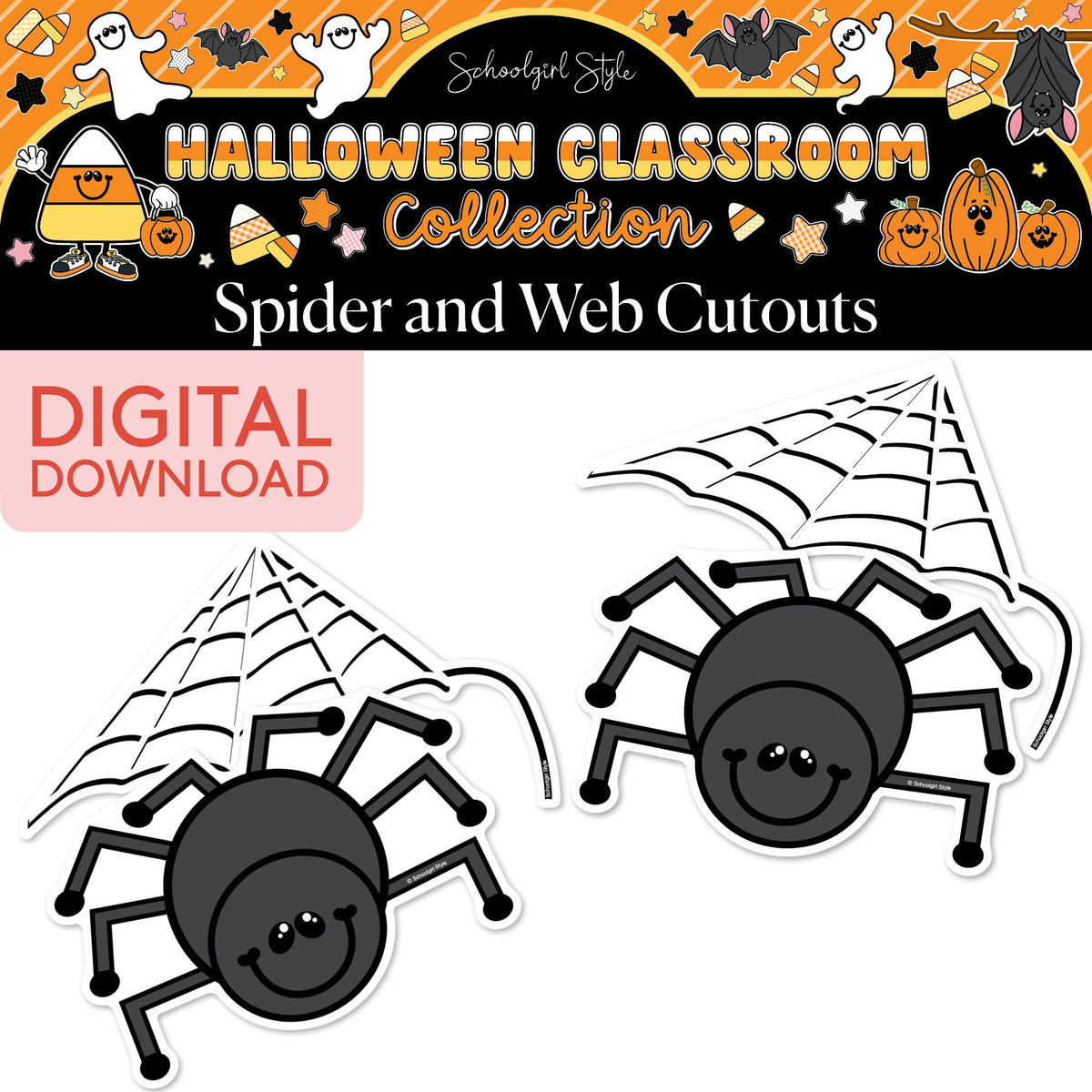 Printable Halloween Spider and Web Cutouts | 90s Teacher