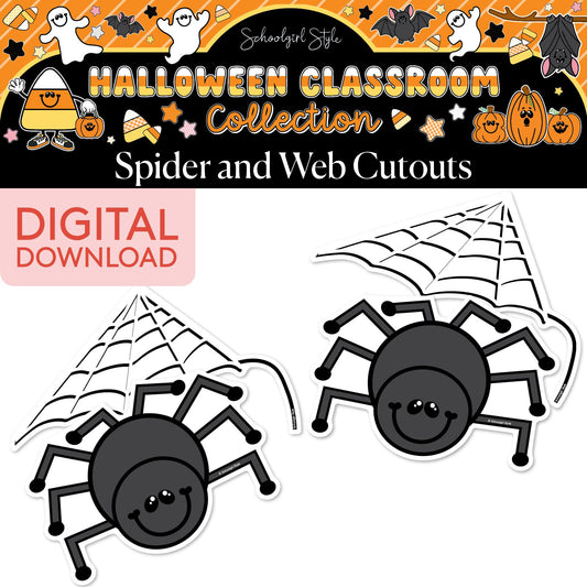 Printable Halloween Spider and Web Cutouts | 90s Teacher