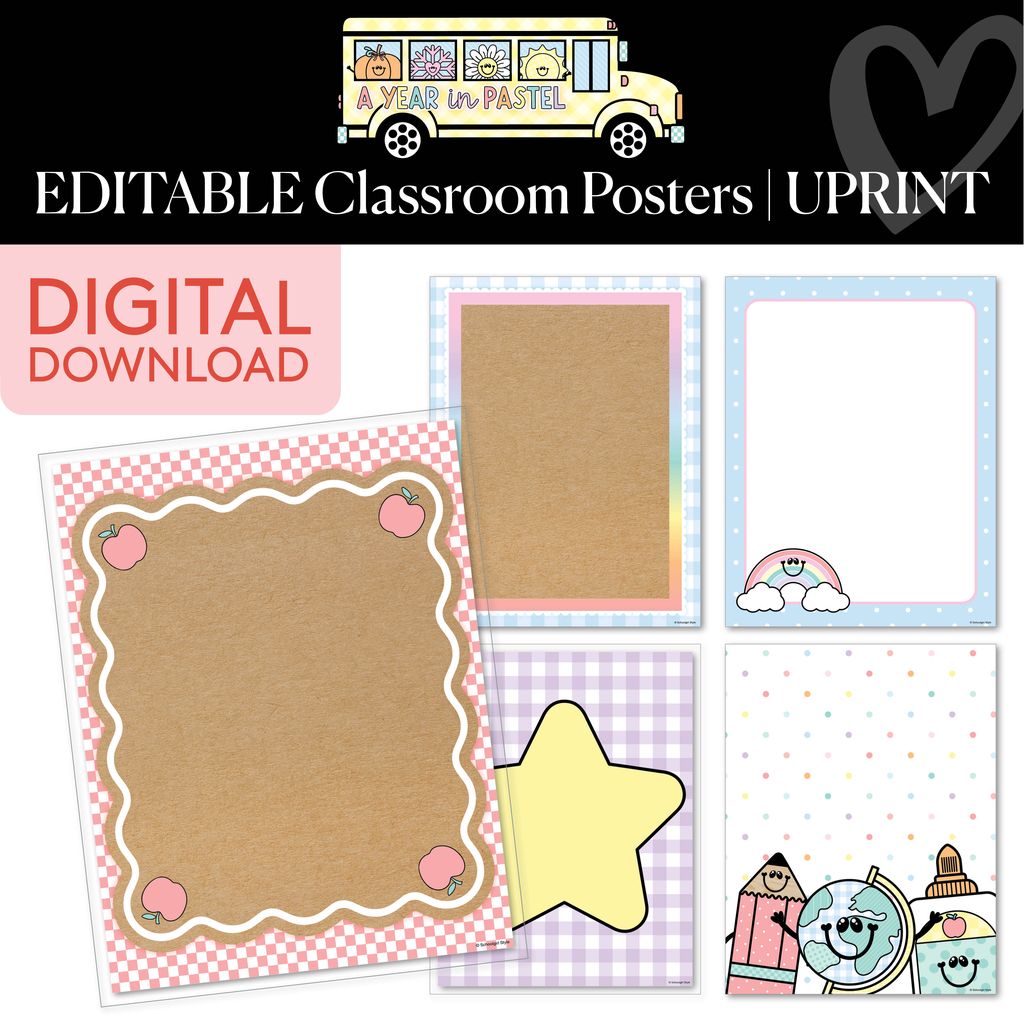 Printable Editable Classroom Posters | A Year In Pastel