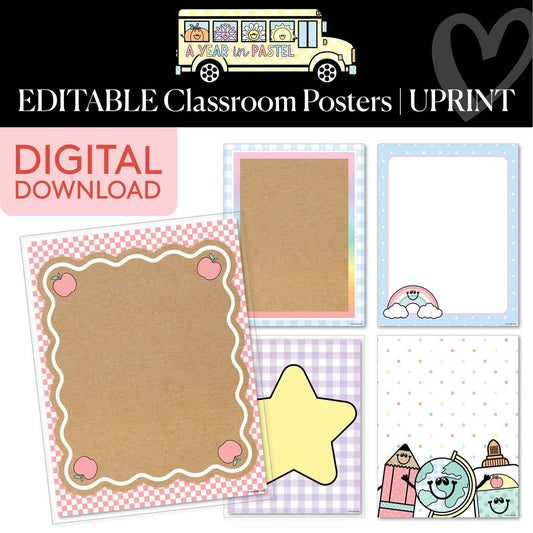 Printable Editable Classroom Posters | A Year In Pastel