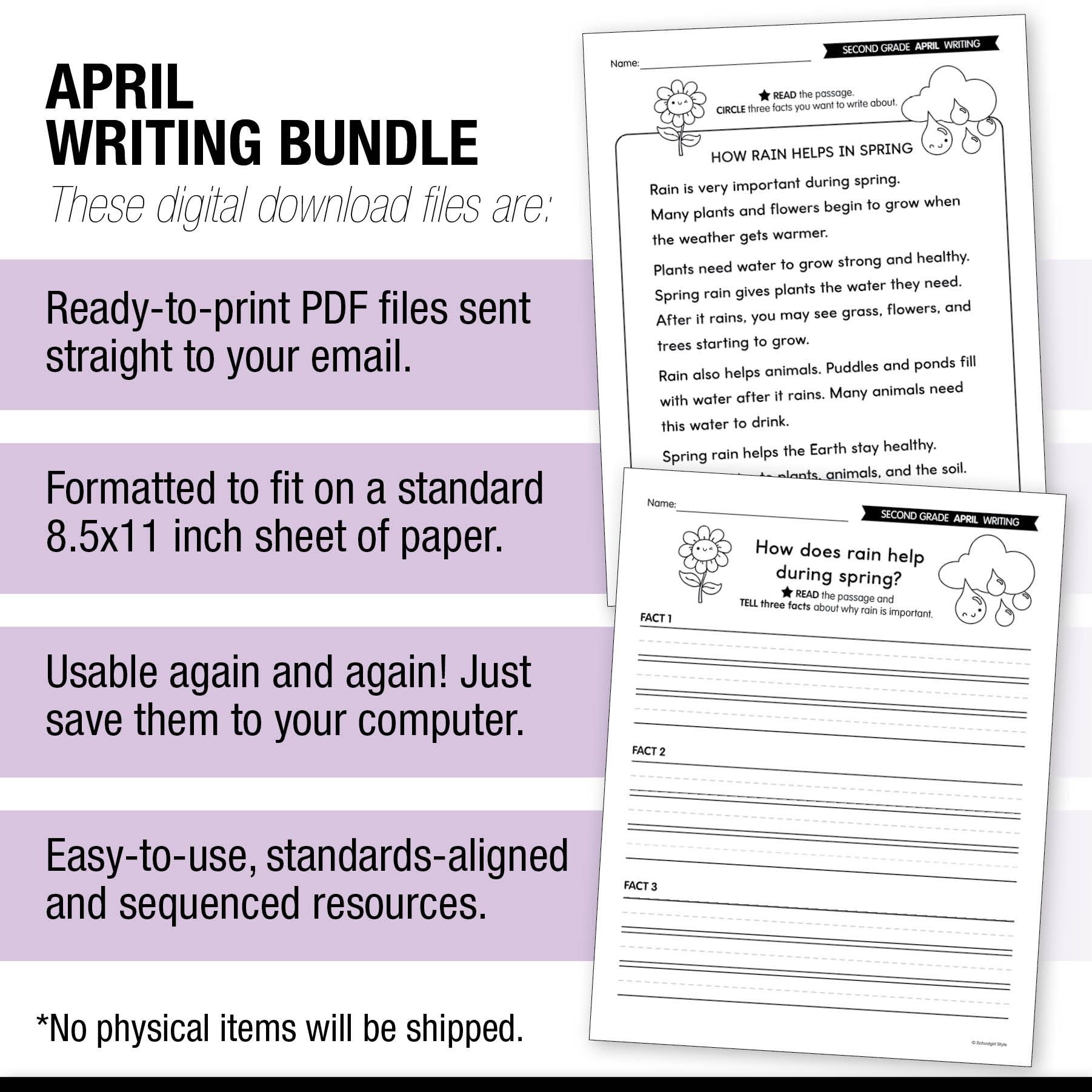 Printable Second Grade April Writing Bundle