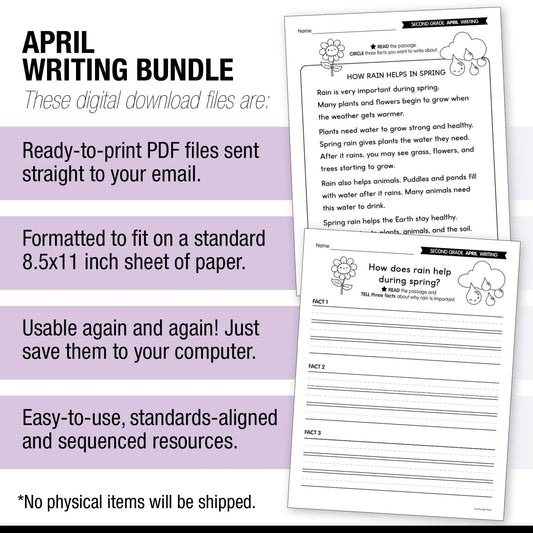 Printable Second Grade April Writing Bundle
