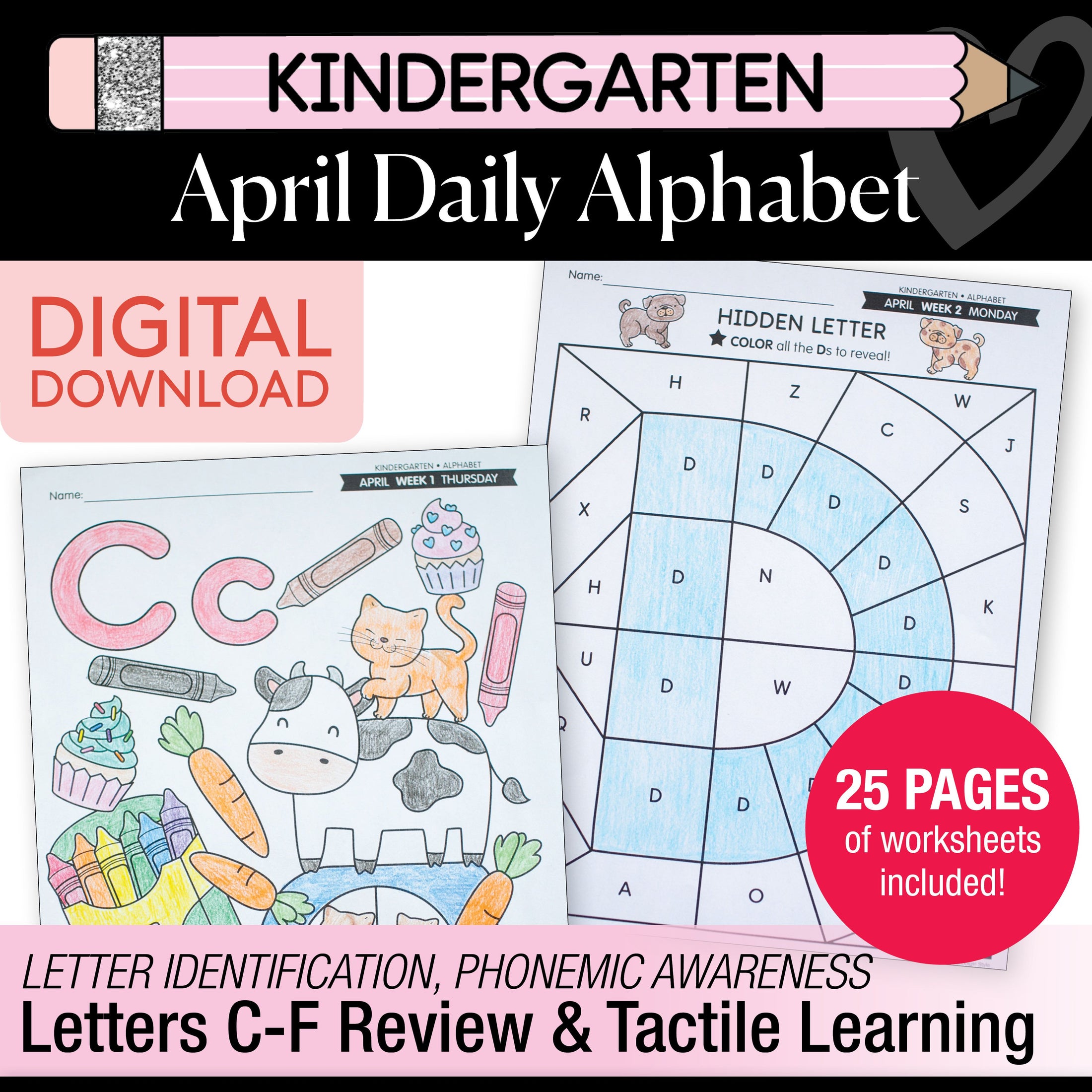 Printable Kindergarten April Daily Alphabet