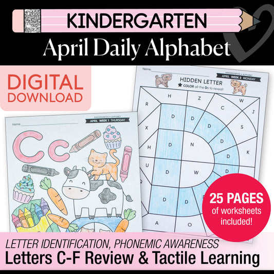 Printable Kindergarten April Daily Alphabet