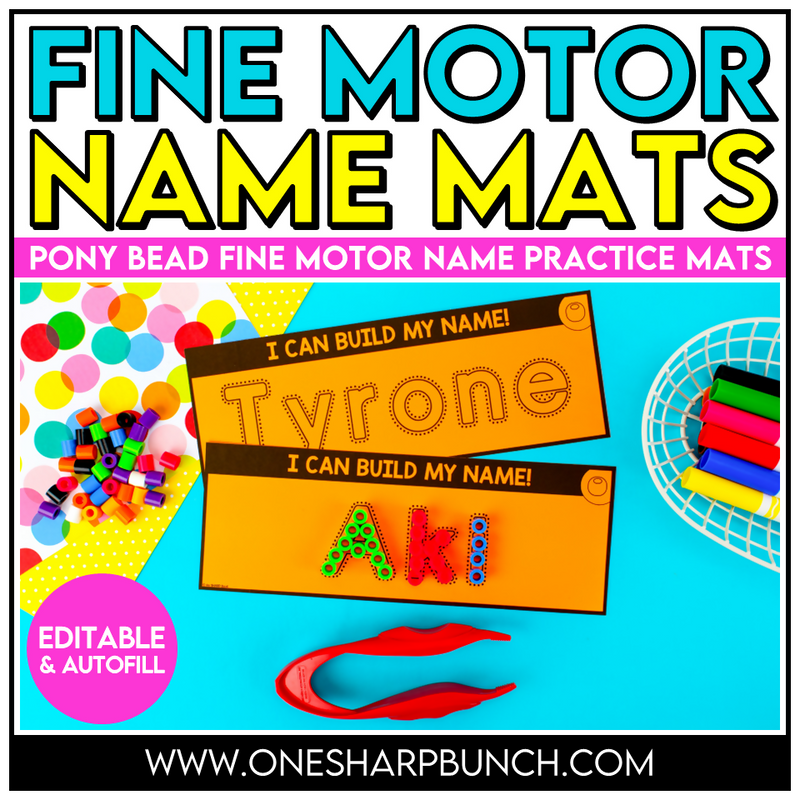 Editable Name Practice Fine Motor Name Activities Beads Name Mats for Preschool & Kindergarten