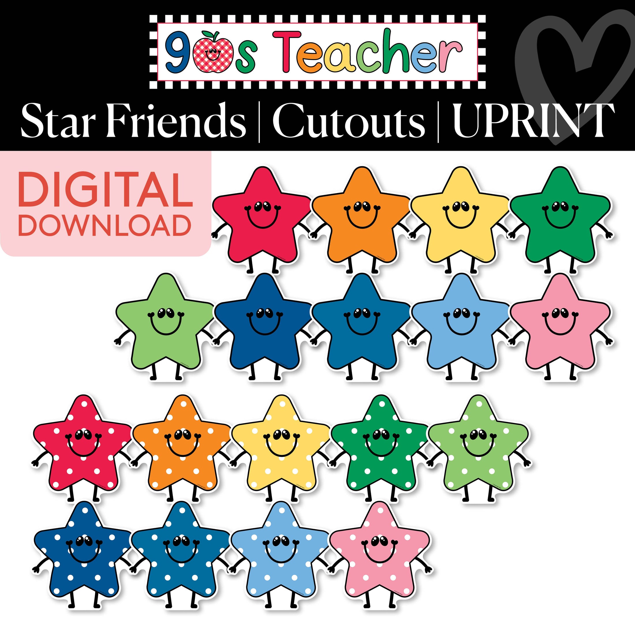 Printable Retro Star Friends Cutouts | 90s Teacher