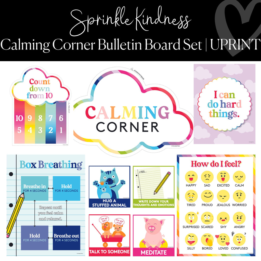 Printable Calming Corner Bulletin Board Set | Rainbow Classroom Decor ...