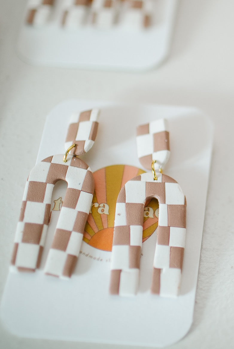 Checkerboard Arch Earrings │ Jewelry │ Style House Design Studio