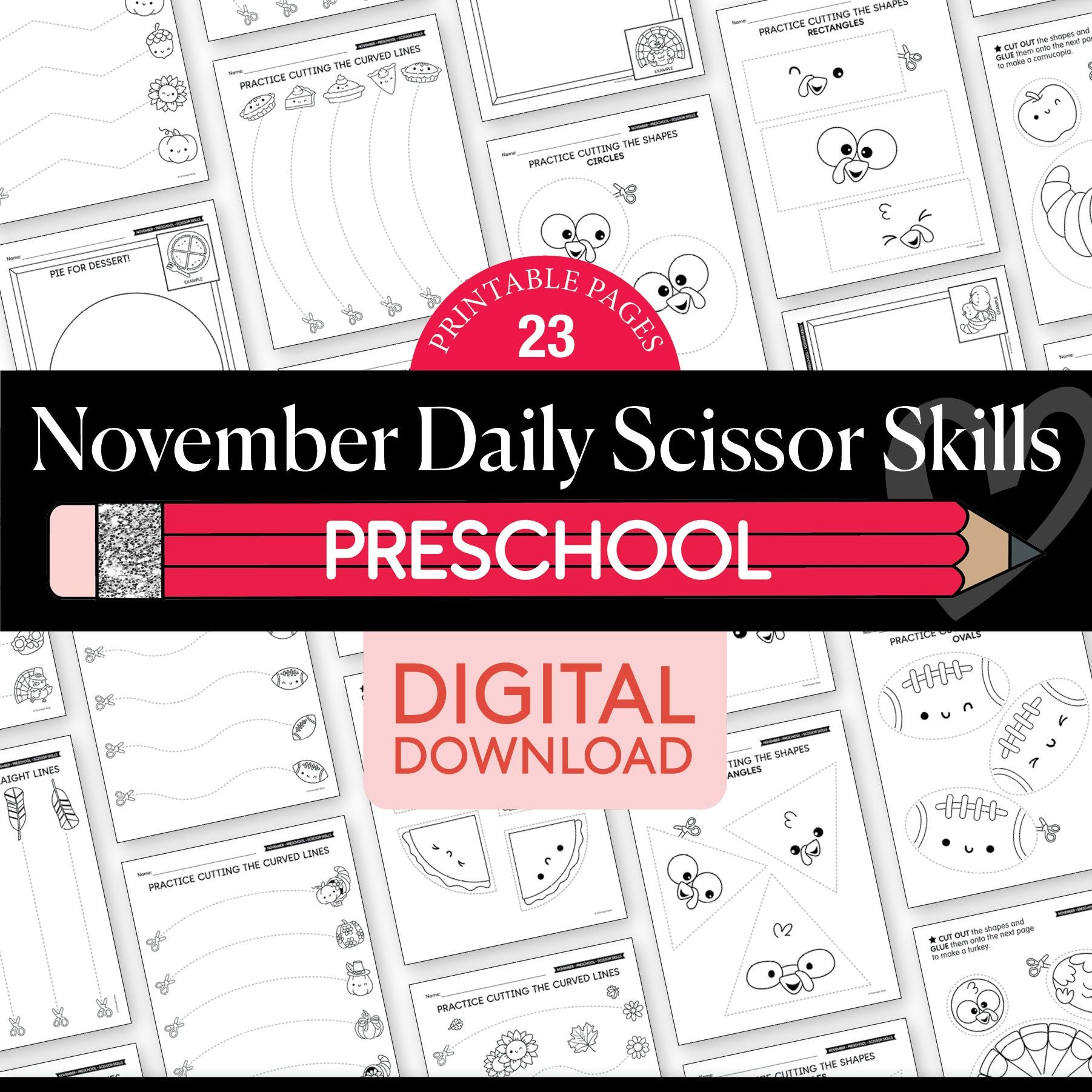 Printable Preschool November Daily Scissor Skills