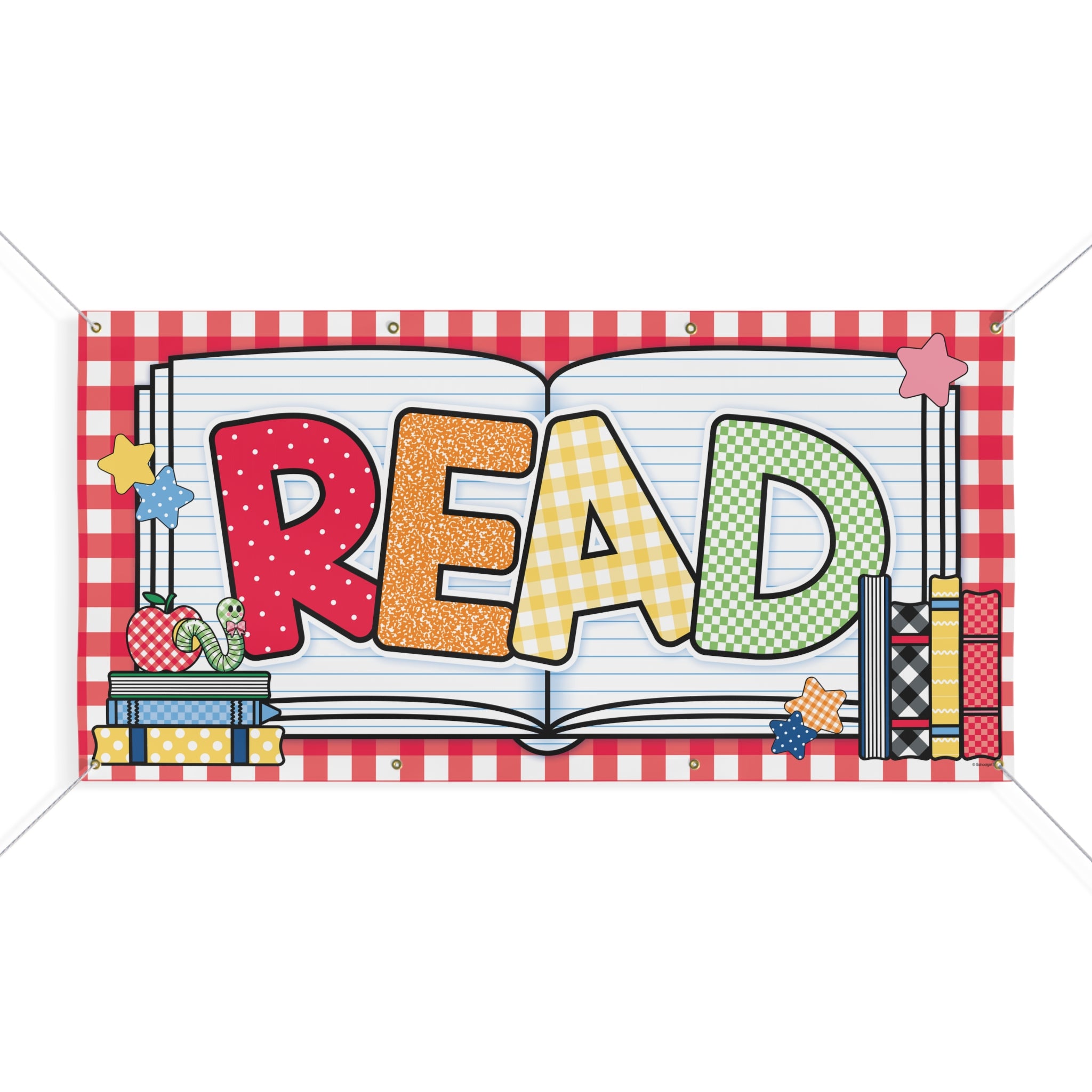 Read Gingham Classroom Vinyl Banner | 90s Teacher