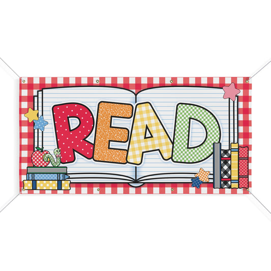 Read Gingham Classroom Vinyl Banner | 90s Teacher