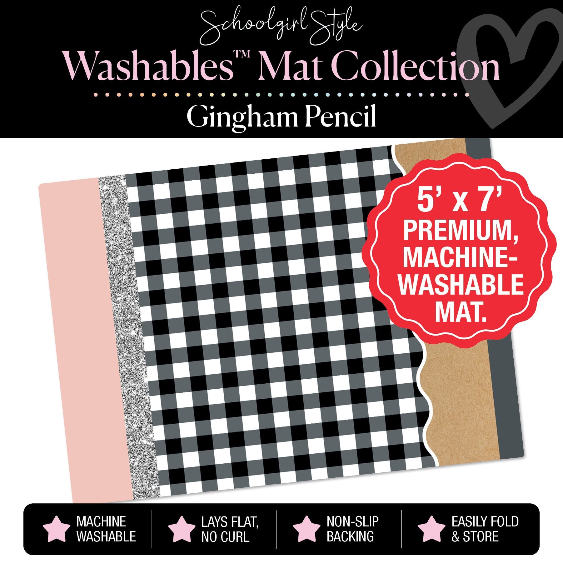 Gingham Pencil Classroom Mat by Schoolgirl Style
