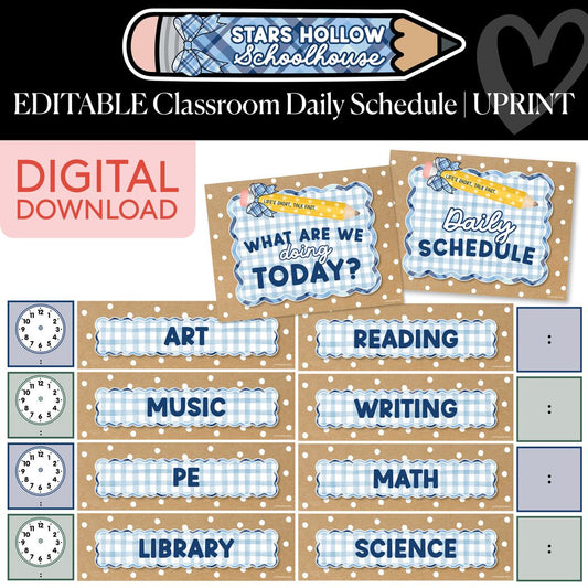 Printable Cozy Editable Classroom Daily Schedule | Stars Hollow Schoolhouse