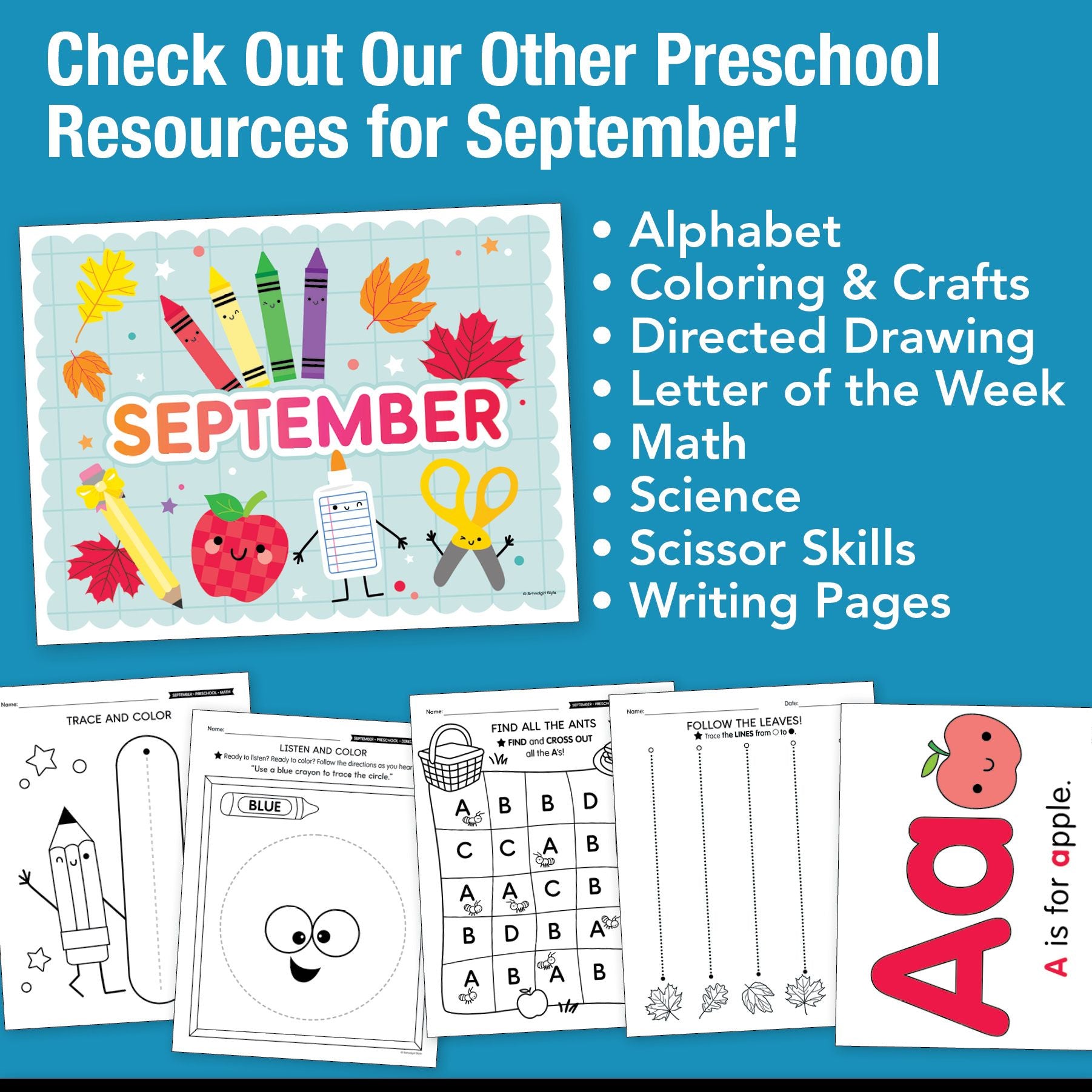 Printable September Bendy Pencil Craft