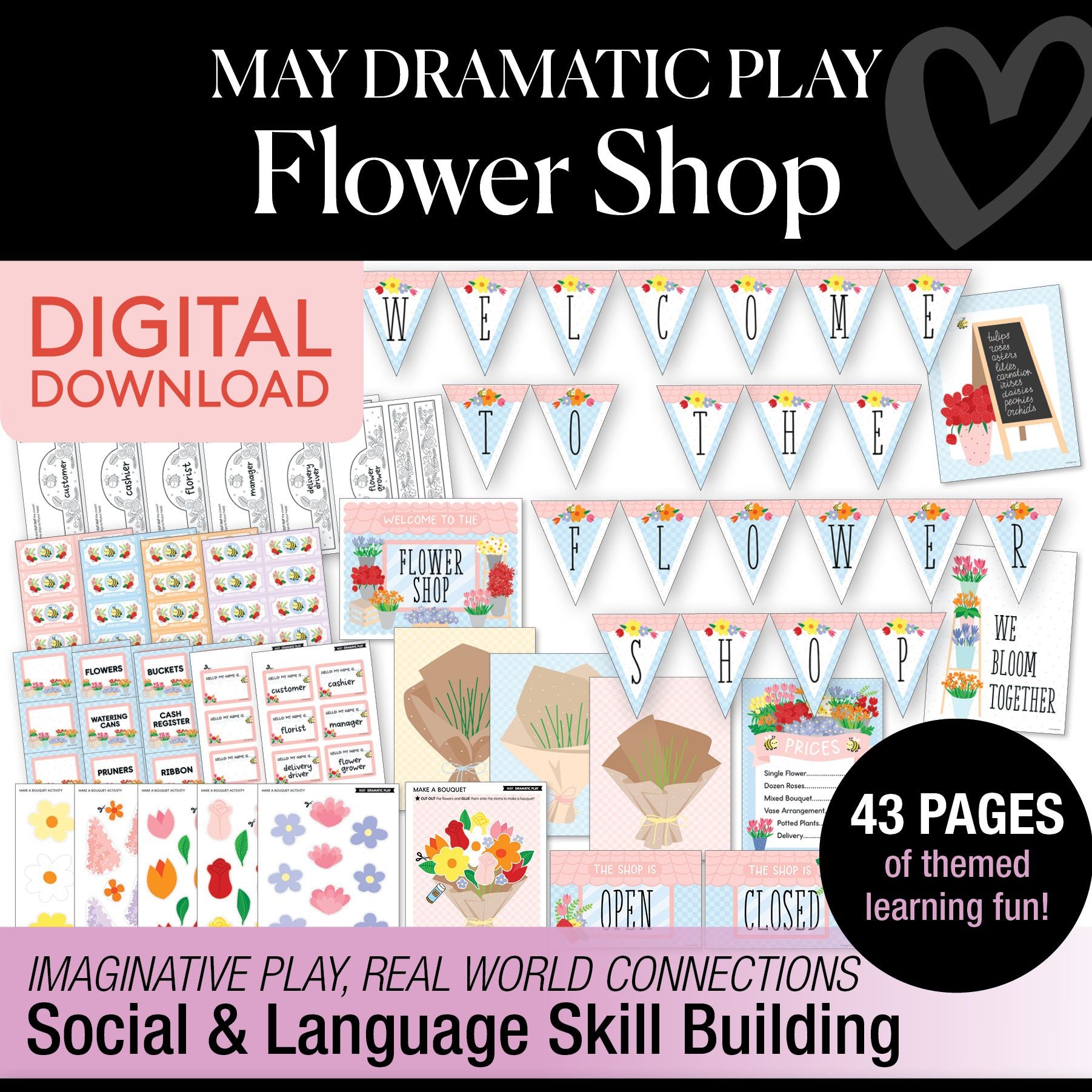 Printable May Dramatic Play Flower Shop