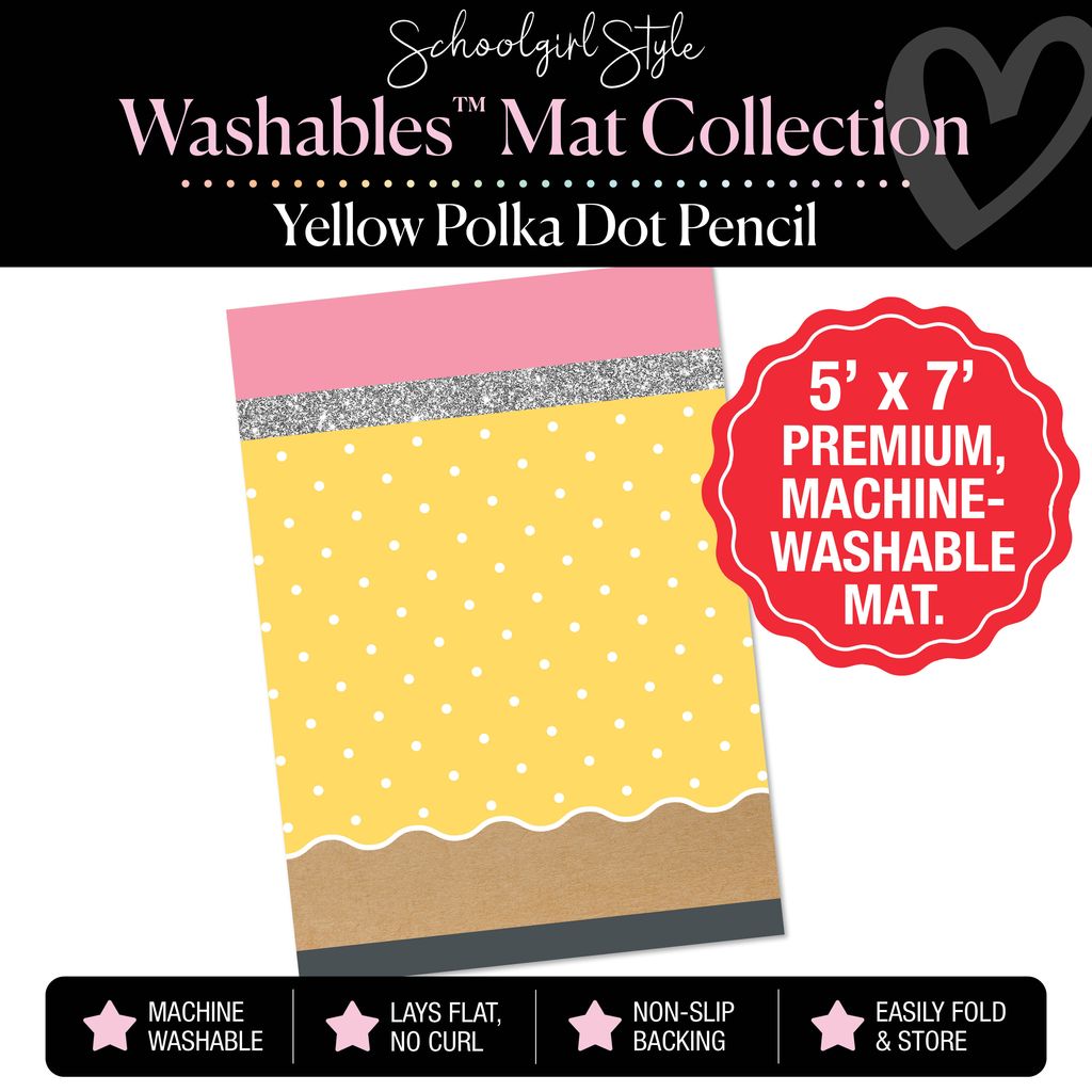 Yellow with White Polka Dots Pencil Classroom Mat by Schoolgirl Style