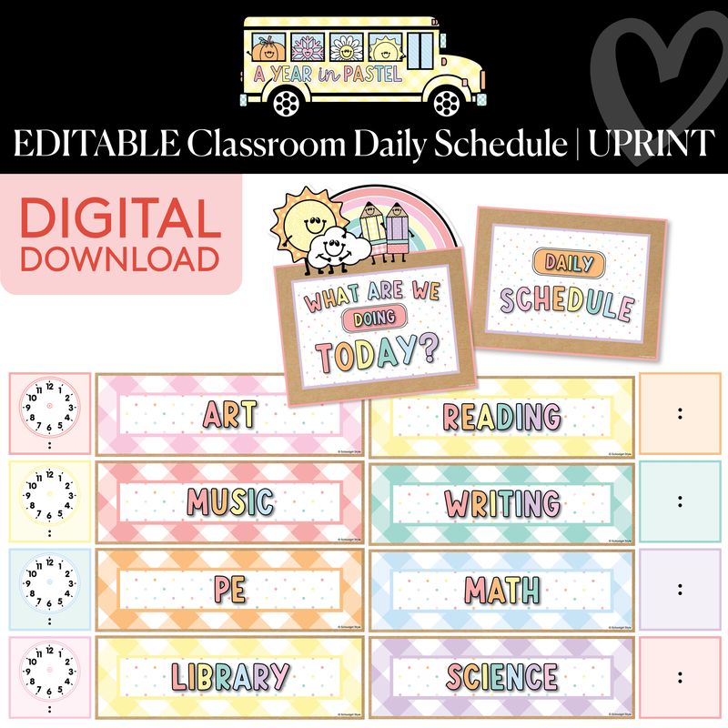 Printable Editable Classroom Daily Schedule | A Year In Pastel