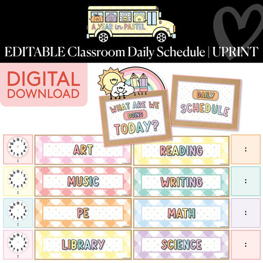 Printable Editable Classroom Daily Schedule | A Year In Pastel