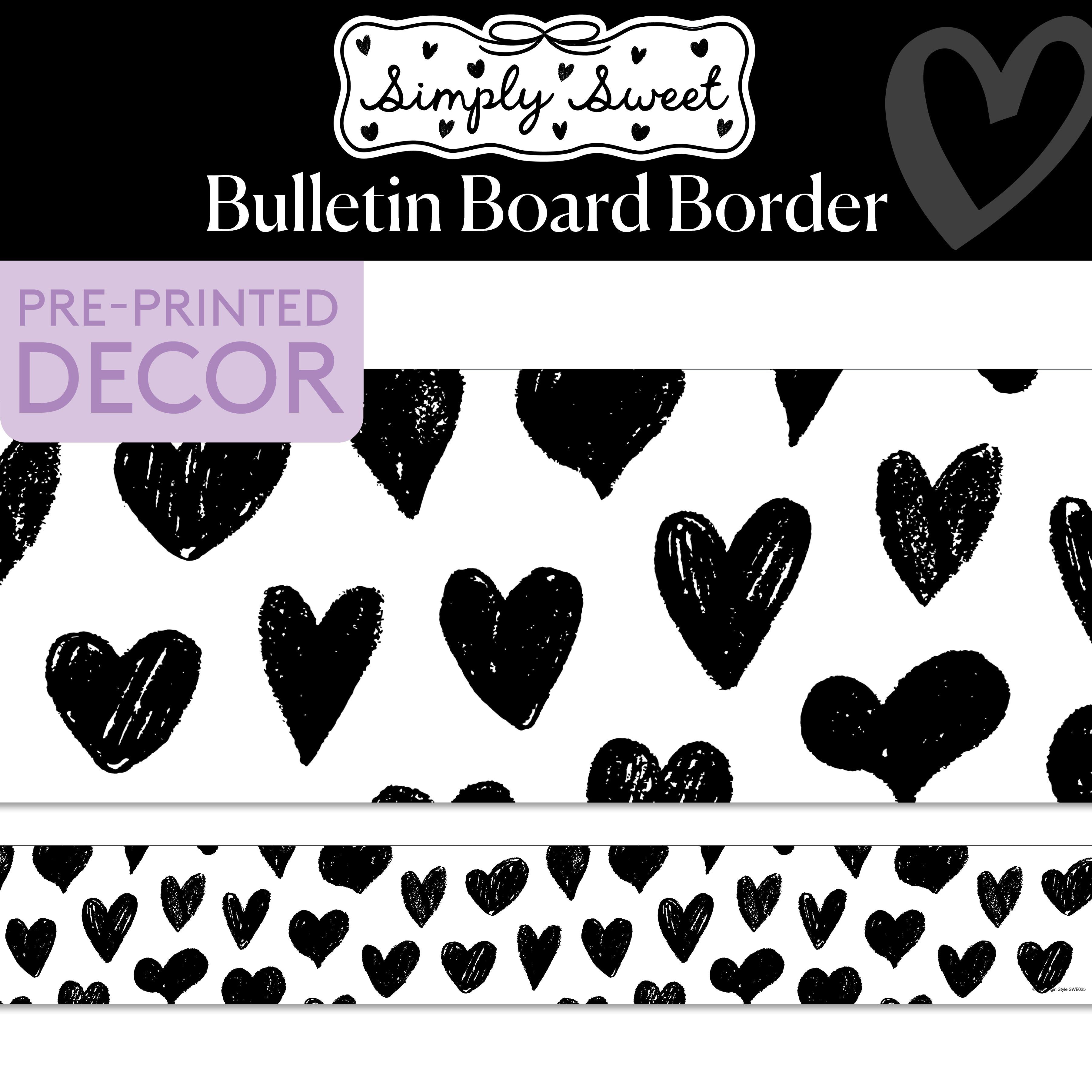 Sweetheart Sketch Classic Black and White Bulletin Board Border | Simply Sweet