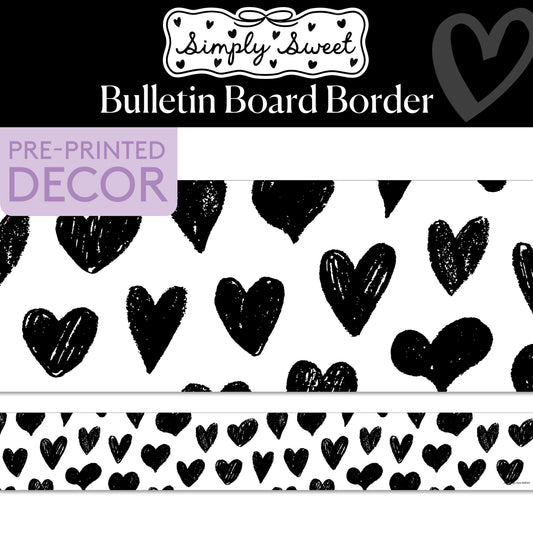 Sweetheart Sketch Classic Black and White Bulletin Board Border | Simply Sweet