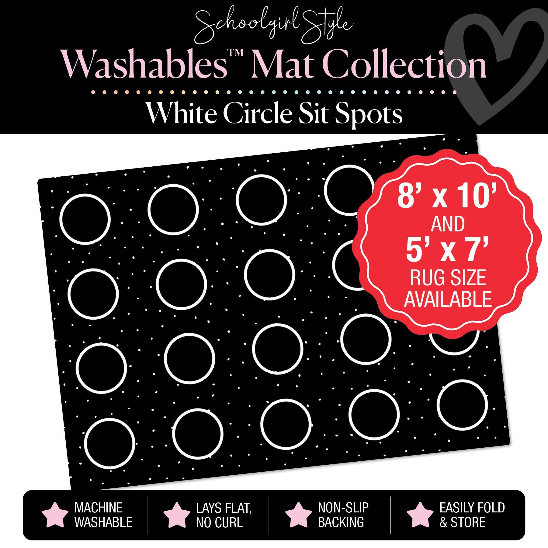 White Circle Sit Spots and Tiny Polka Dots Classroom Mat by Schoolgirl Style
