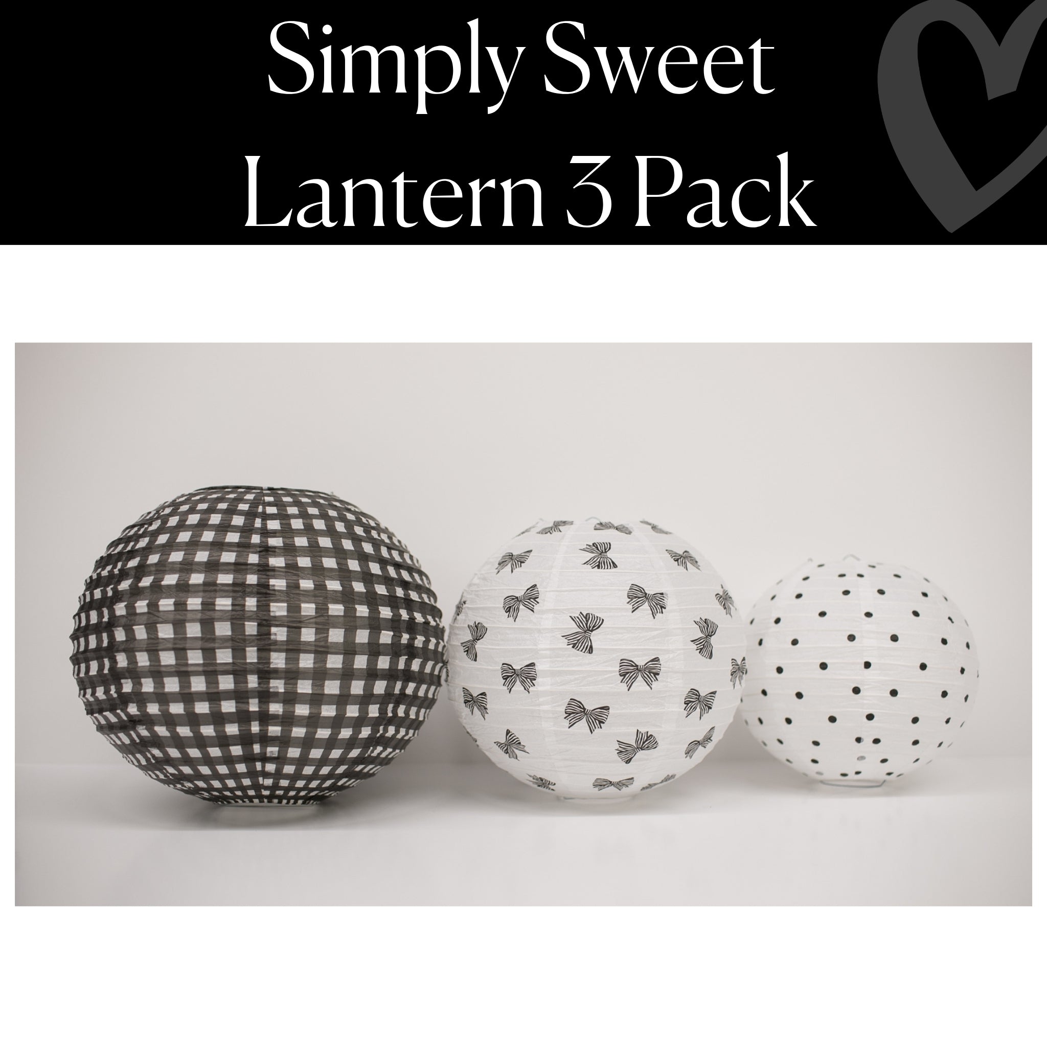 Black and White Lantern 3 Pack | Simply Sweet