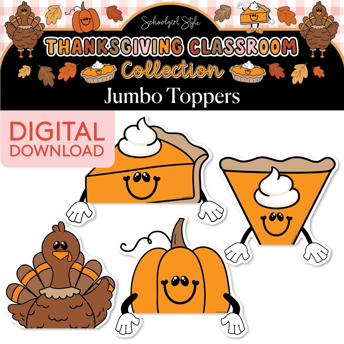 Printable Thanksgiving Jumbo Toppers Cutouts | 90s Teacher