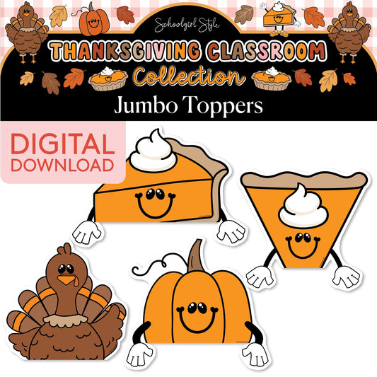 Printable Thanksgiving Jumbo Toppers Cutouts | 90s Teacher