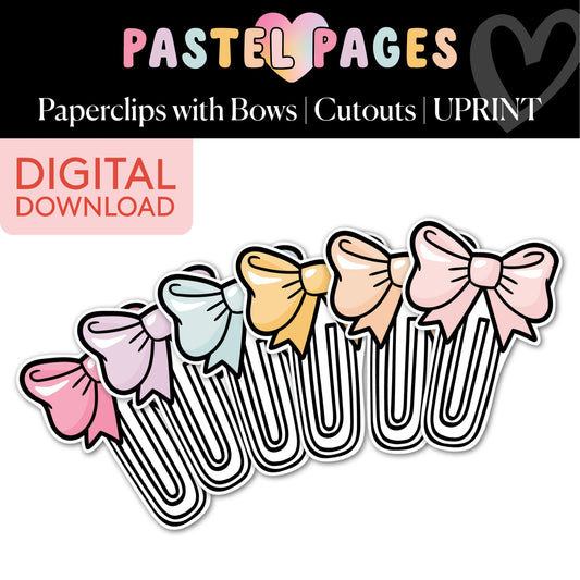 Boho Pastel Paper Clips with Bows Printable Bulletin Board Cutouts | Pastel Pages