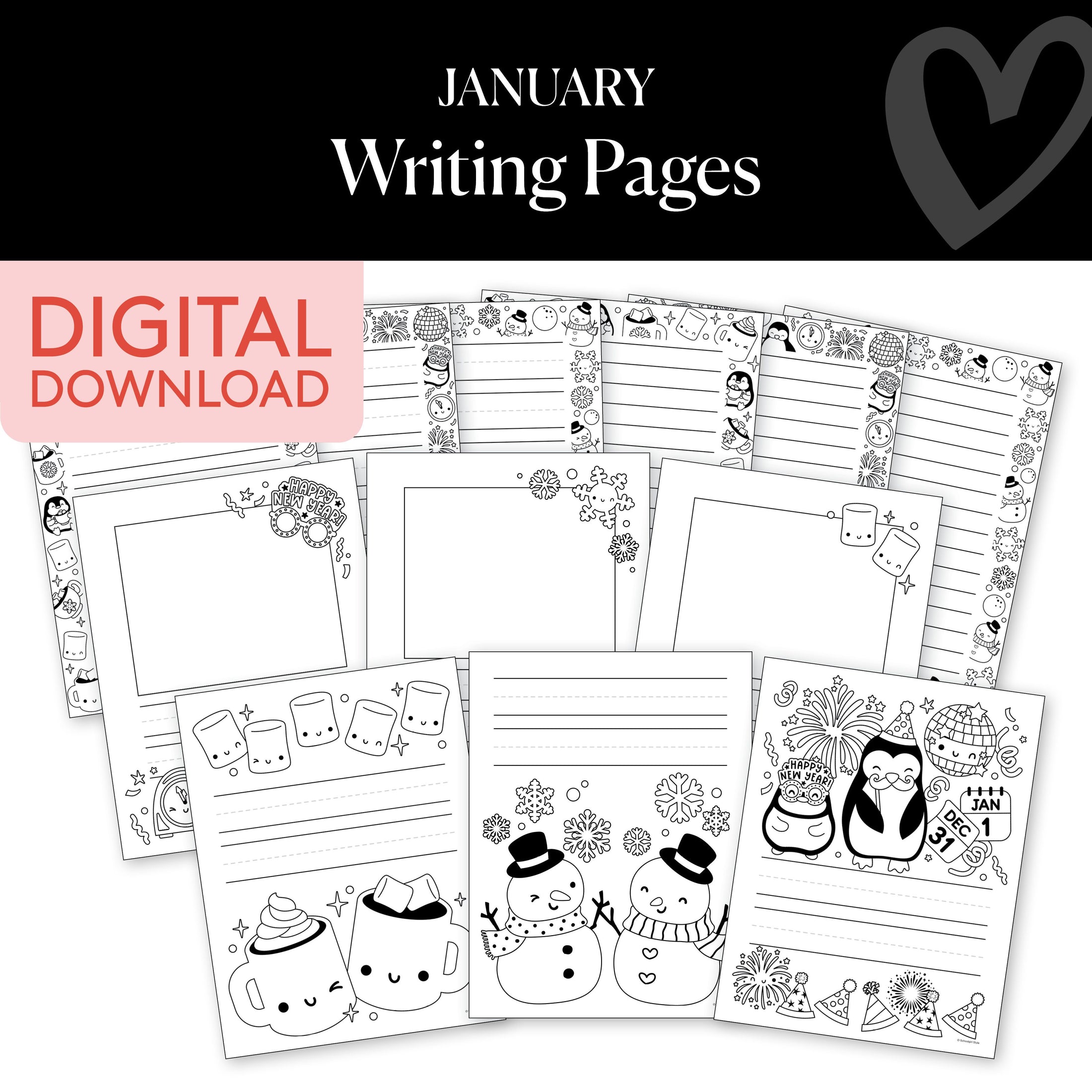 Printable January Writing Pages