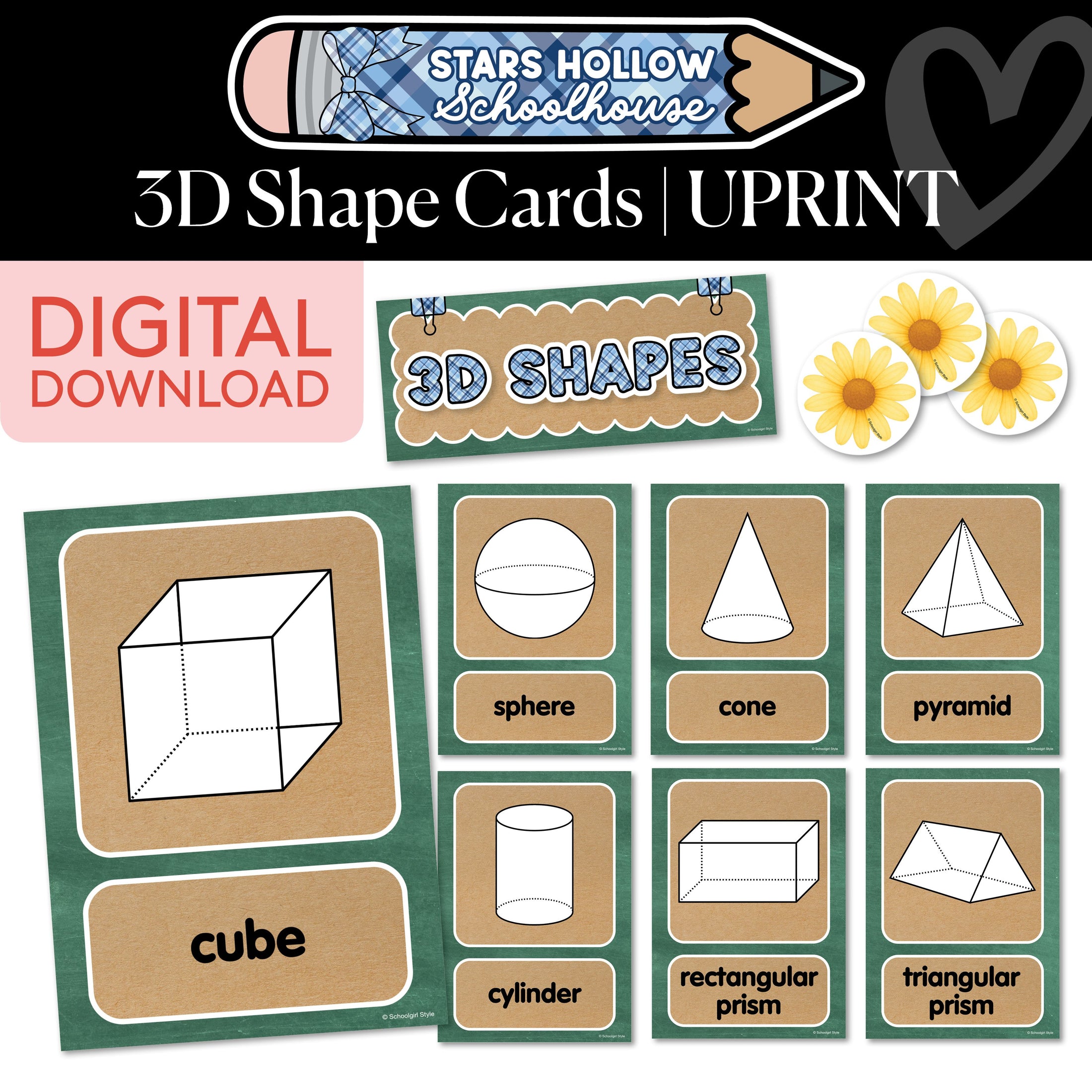 Printable Cozy 3D Shape Cards | School in Stars Hollow