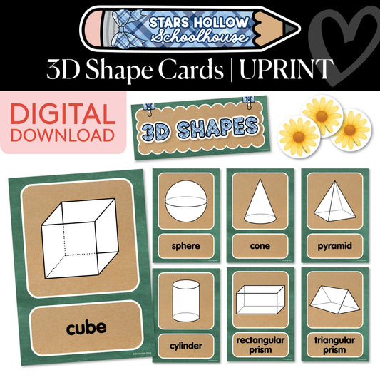 Printable Cozy 3D Shape Cards | School in Stars Hollow