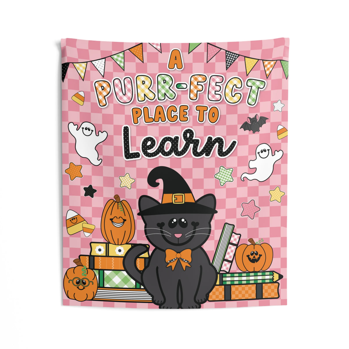 Purr-fect Place To Learn Halloween Seasonal Wall Tapestry | 90s Teacher