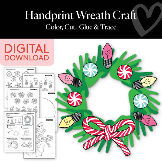 Printable December Handprint Wreath Craft