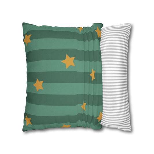 Emerald Big Top Star Stripe Classroom Pillow Cover | Storybook Circus