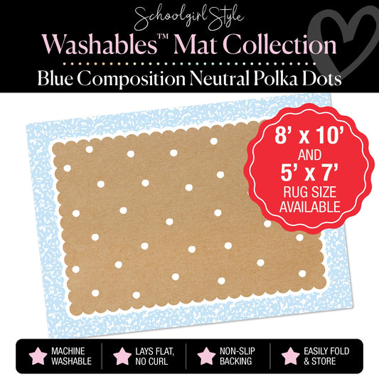 Pastel Blue Composition Border Scallop Banner Backdrop Classroom Mat by Schoolgirl Style