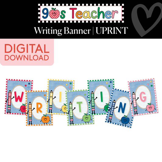 Printable Retro Writing Banner | 90s Teacher