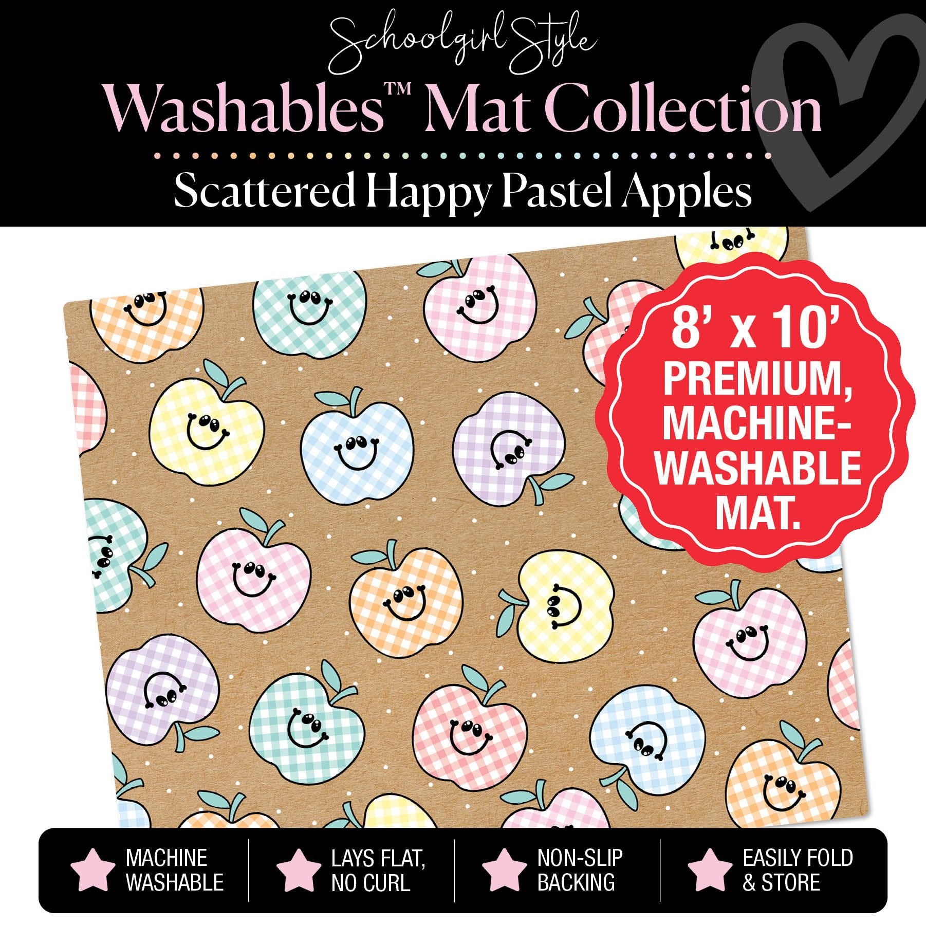 Scattered Happy Pastel Apples Classroom Mat by Schoolgirl Style