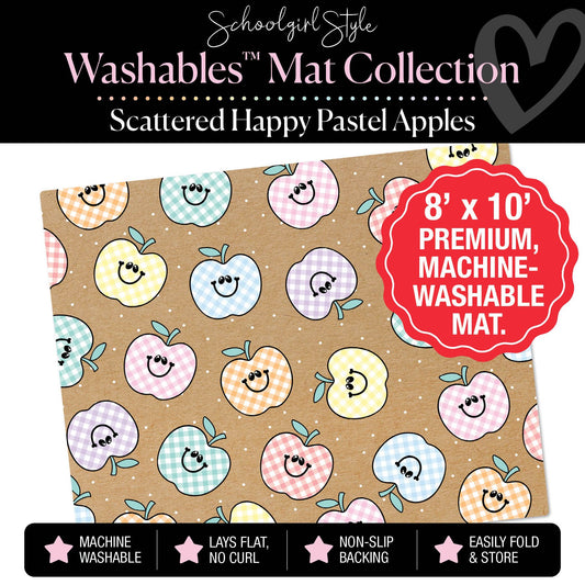 Scattered Happy Pastel Apples Classroom Mat by Schoolgirl Style