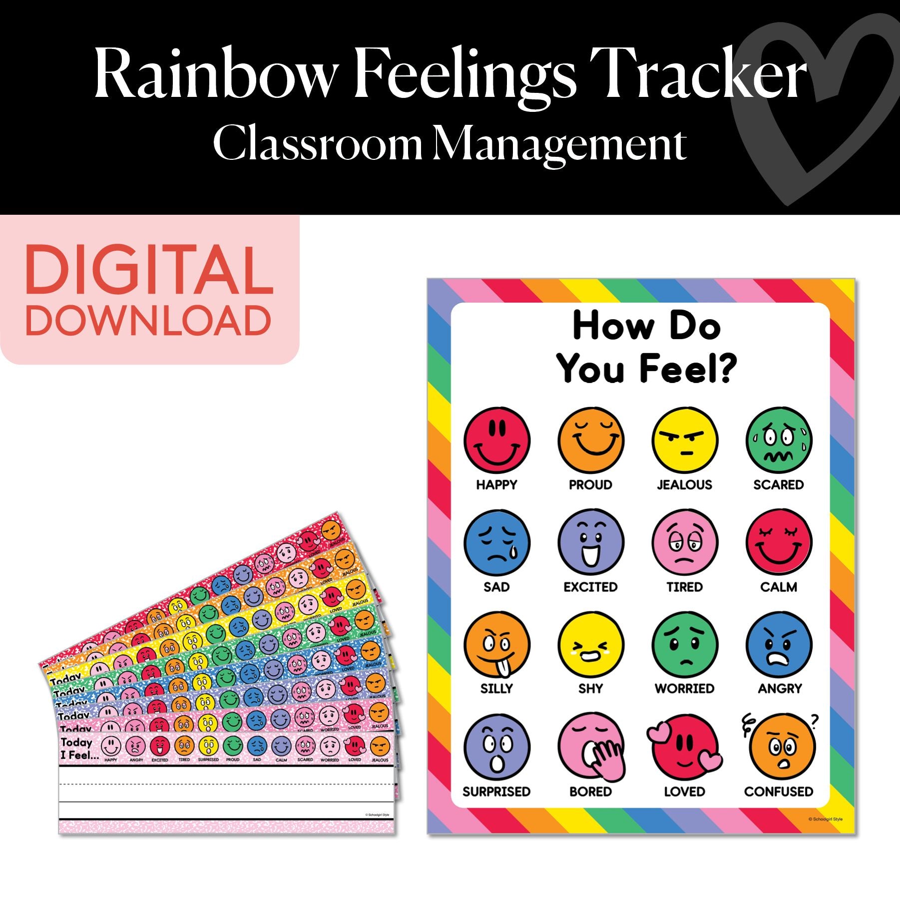Printable Rainbow Feelings Tracker