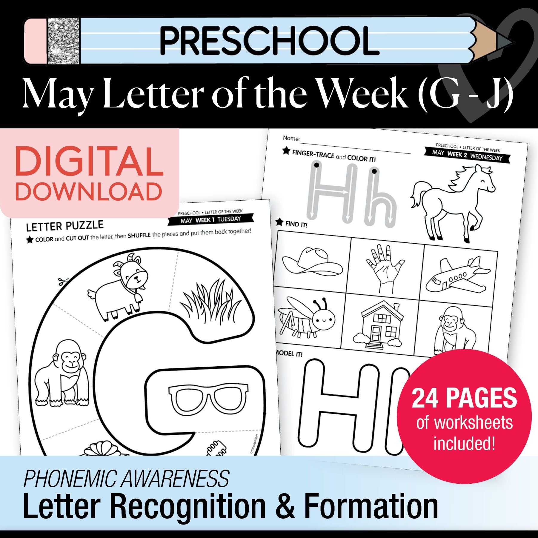 Printable Preschool May Letter Of The Week (G-H)