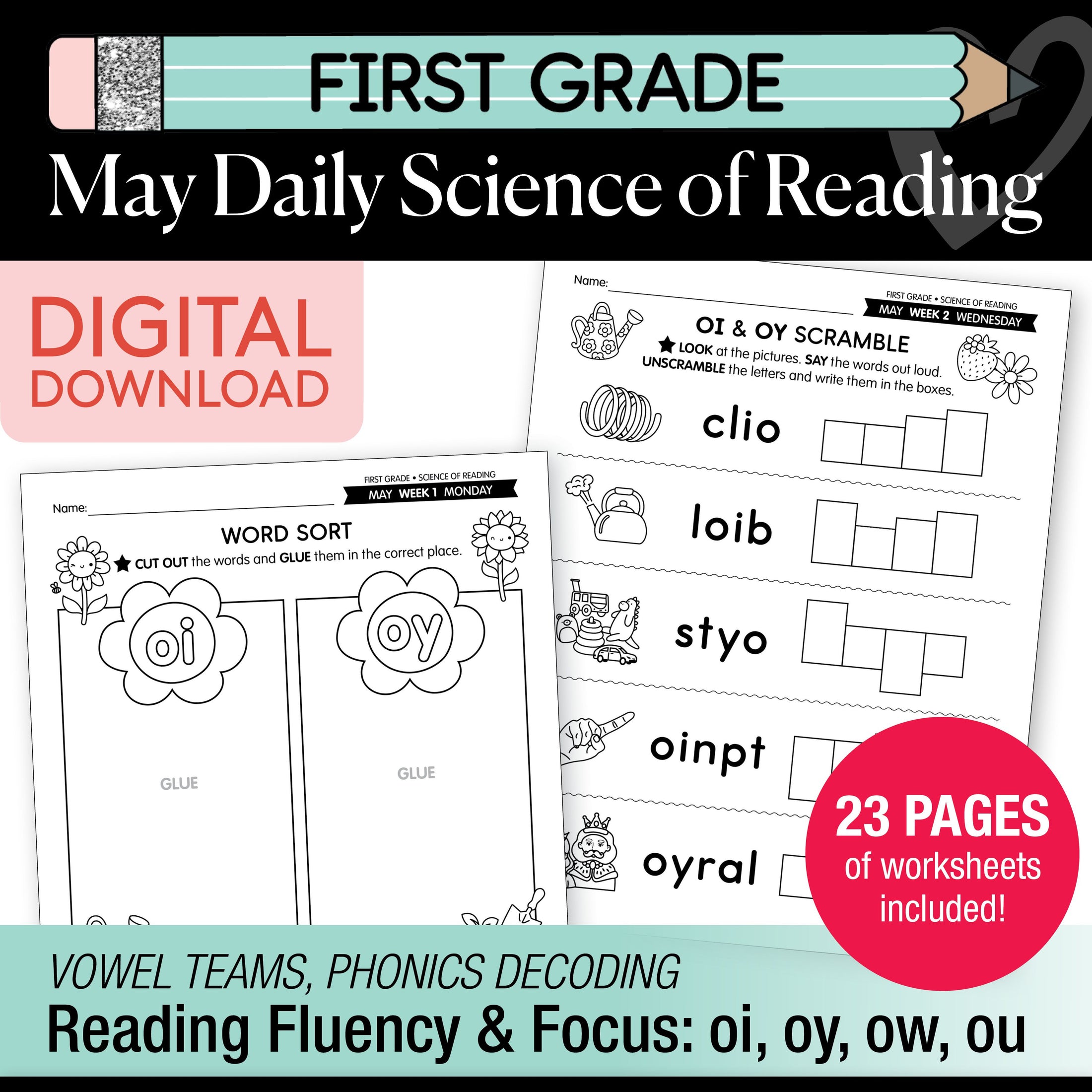 Printable First Grade May Daily Math