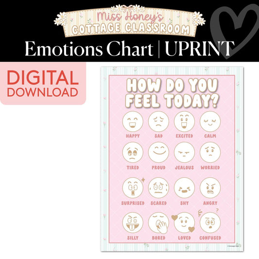 Printable Calming Emotions Chart | Miss Honey's Cottage Classroom