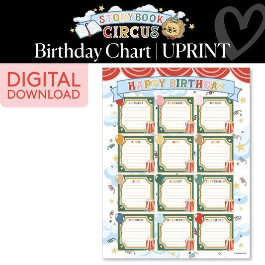 Printable Vintage Birthday Chart Poster | Storybook Circus