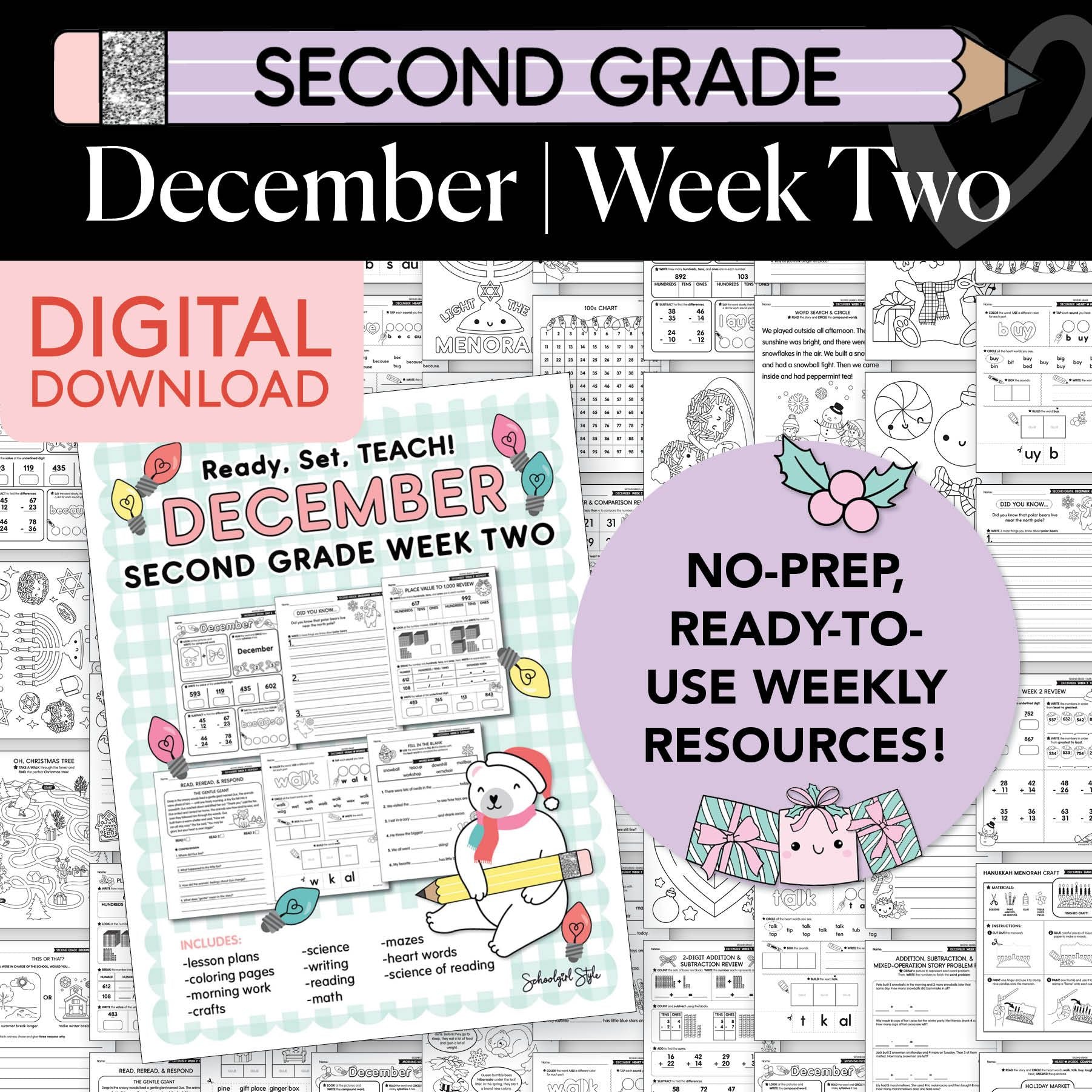 Printable Second Grade December Week 2 Resources