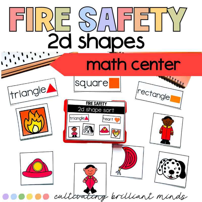 Fire Safety 2D Shape Math Center | October | Kindergarten, 1st Grade Math Center