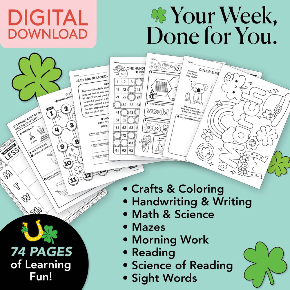 Printable First Grade March Week 1 Resources