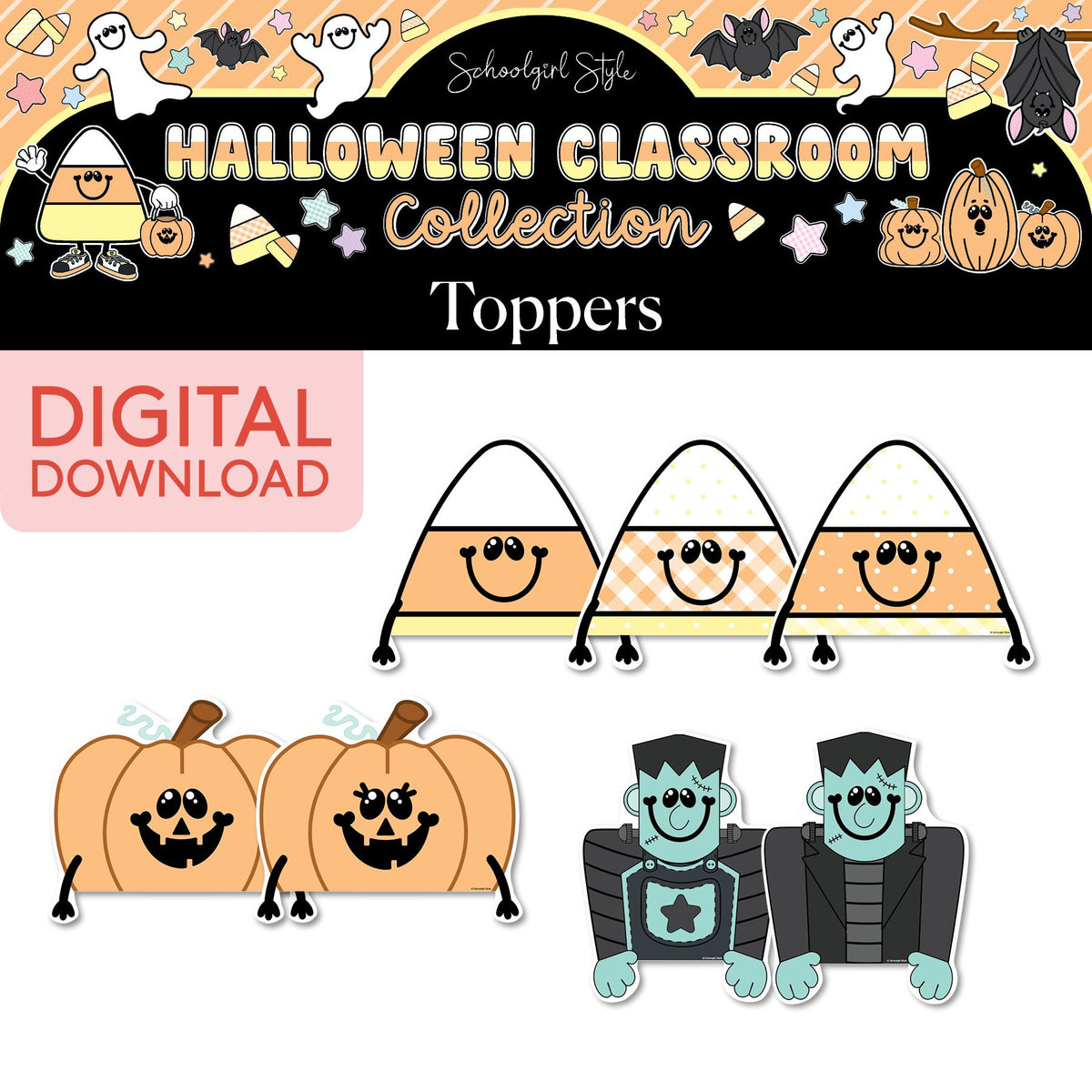 Printable Pastel Halloween Toppers Cutouts